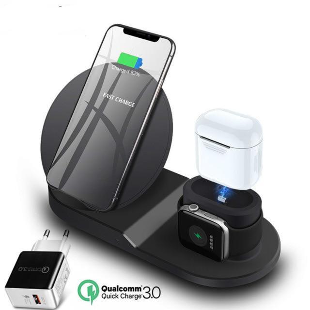 Wireless Charger Stand for iPhone AirPods Apple Watch, Charge Dock Station Charger for Apple Watch Series 4/3/2/1 iPhone X 8 XS