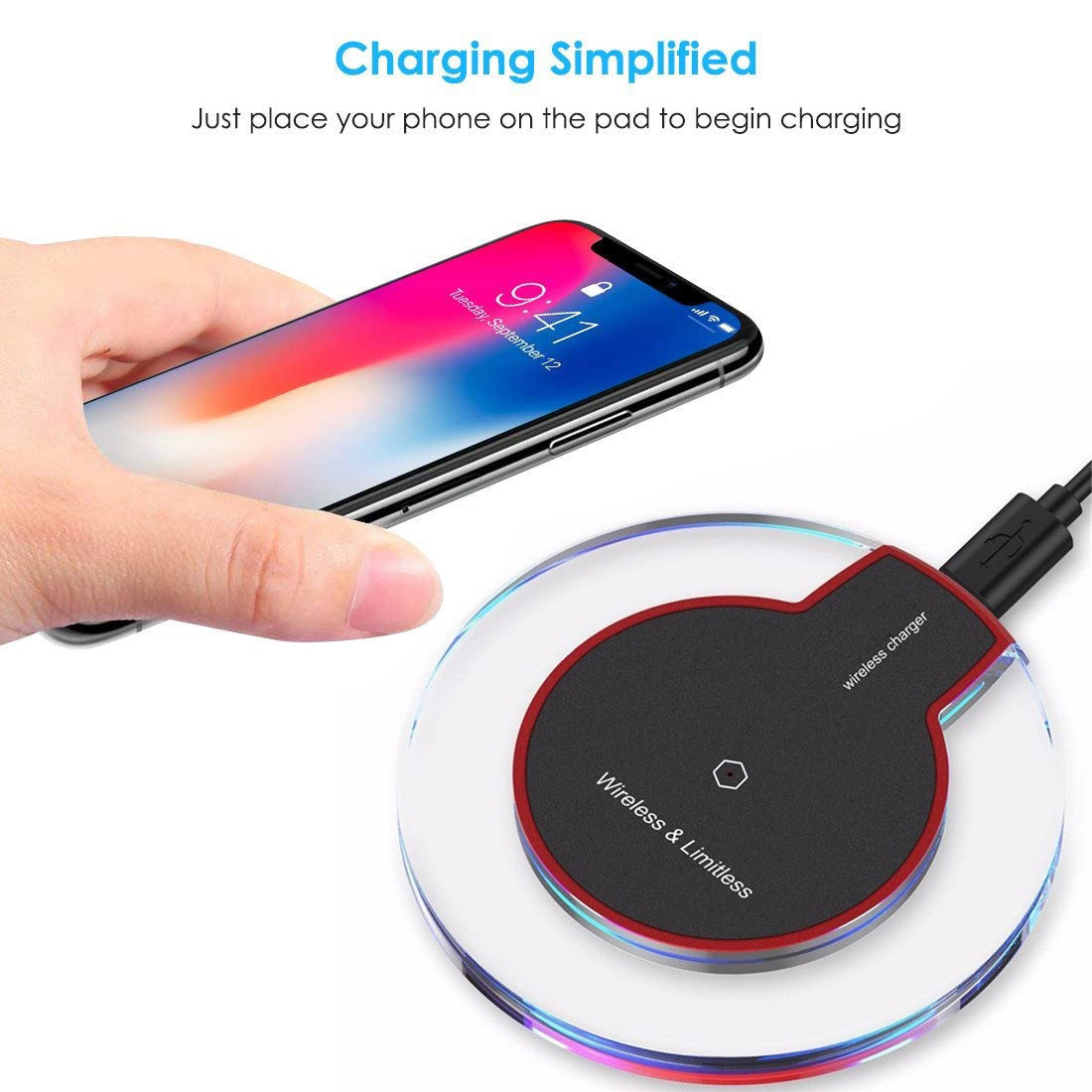 Ultra-thin Clear Mini Qi Wireless Charger Charging Pad For Iphone XS/XS Max/XR